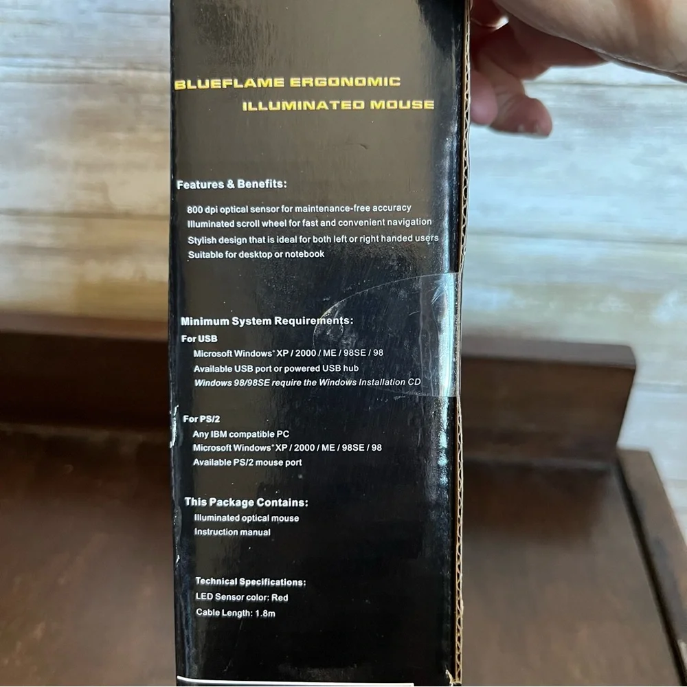Blue flame Ergonomic Illuminated Mouse- New & Sealed In Box